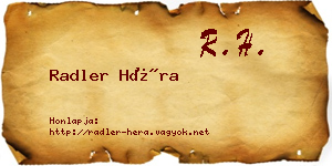Radler Héra névjegykártya